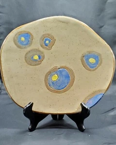 Handmade Art Pottery Abstract Modern Design Circles Tray Plate Display - Picture 1 of 11