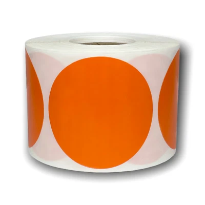 Orange Direct Thermal Label | Zebra, Rollo & Munbyn Compt. | 2.5" Round, 20RLS - Image 1 of 3
