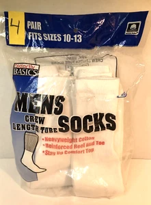 4 Pairs Men's Crew Sport Socks 80% Cotton Calf Cushioned Tube White 10-13 - Picture 1 of 10