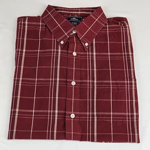 Dockers Mens Standard Fit Shirt Large Red Check Cotton Long Sleeved - Picture 1 of 10