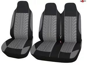 For Vauxhall Opel Vivaro Movano Tire Design Grey Soft Fabric Van Seat Covers 2+1 - Picture 1 of 5