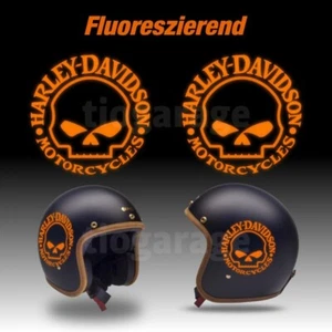 2 Harley-Davidson Stickers aufkleber für Motorrad fluoreszierendes Orange - Bild 1 von 5