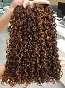 Paquetes de cabello humano 12A Ombre Highlights Virgin Remy alineados con cutícula rizados - Imagen 1 de 17
