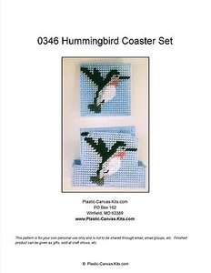 Hummingbird Coaster Set-Plastic Canvas Pattern or Kit - Picture 1 of 1