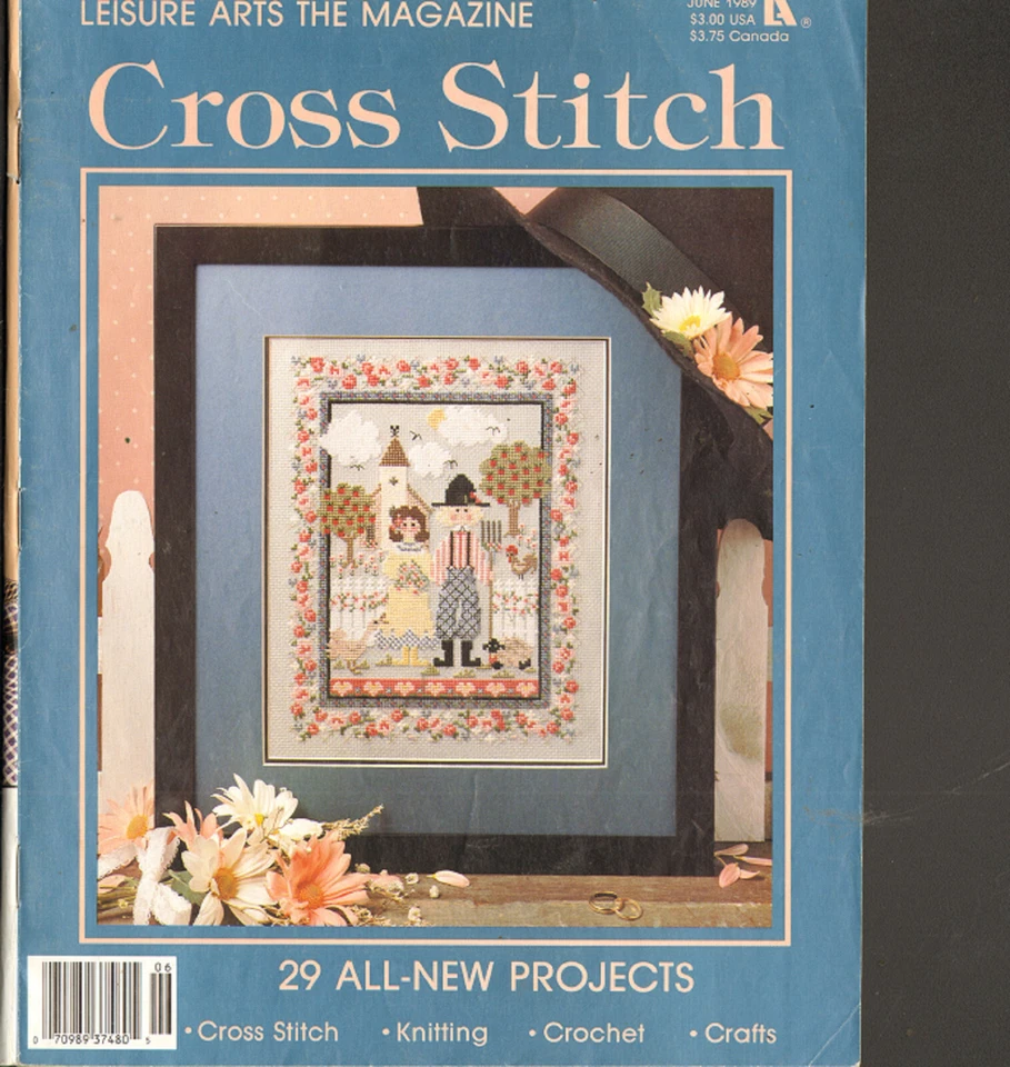 Leisure Arts the Magazine Cross Stitch June 1989 Cross Stitch Knitting Crochet  - Image 1 of 1