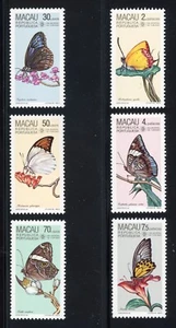 Macau 1985 Butterflies Scott# 512-517 Mint Original Gum Never Hinged Pristine - Picture 1 of 2