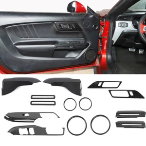 Carbon 14x Interior Full Door Handle Panel Trim Cover Set For Ford Mustang 2015+ - Picture 1 of 11