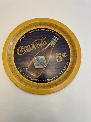 Coca Cola Coke Bottle Round 5 cents Metal Tin Sign Plate 75th Anniversary - Image 1 of 4