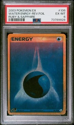 Pokémon TCG Water Energy Base Set 102/102 Reverse holo Common PSA 6 EX-MT - Image 1 of 2