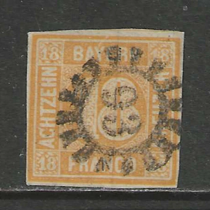 Germany states 1854 BAVARIA  18 Kreuzer Numeral issue used $ 281.00 - Image 1 of 1