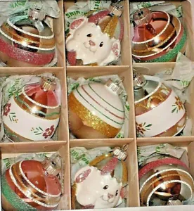 Shiny Brite Easter Ornaments Set of 9~Bunnies and Eggs~Glittering Spring Colors - Picture 1 of 1