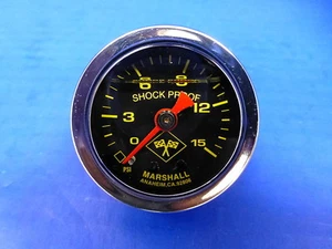 Marshall Gauge 0-15 psi Fuel Pressure Oil Pressure 1.5" Midnight Chrome Liquid - Picture 1 of 2