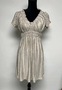 Vintage Y2K Fairy Grunge Coquette Shimmery Babydoll Champagne Dress Large Club - Picture 1 of 7