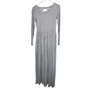 Sunday in Brooklyn Striped Long Sleeve Maxi Dress S Black White Keyhole Back - Picture 1 of 8
