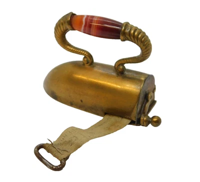 Victorian Brass & Red Agate Novelty Iron Sewing Measuring Tape Antique c1850 - Image 1 of 4