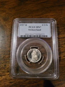 1957 B 1/2 Fr Switzerland PCGS SP 67 - Picture 1 of 2