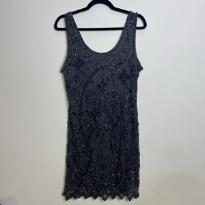 Vtg Y2K Beaded Mini Dress Flapper Fairy Goth Gatsby 20s Dress Up Costume Sz 12 - Picture 1 of 15