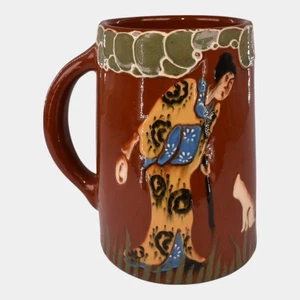 Weller Pottery Rhead Faience Birdimal Cat with Oriental Woman Mug 462 - Picture 1 of 7