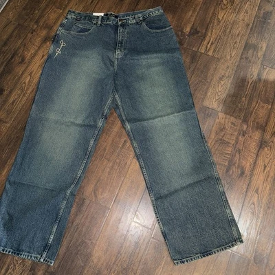VTG Sean John Jeans 38 Blue Baggy Wide Leg Hip Hop Rap Skater Hammer Loop Y2K - Image 1 of 4