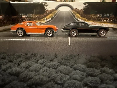 Larry's Garage Hot Wheels Negro Naranja 63 Ventana Dividida Cupé Corvette Real Rider Foto 1 de 4