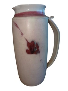 Peterson Pottery 9 In Tall Pitcher Winter Raspbery Pastel Color Signed - Picture 1 of 7
