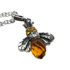 Honey Bee Pendant Amber Queen Bee Pendant Necklace Baltic Crystal Silver & Boxed - Picture 1 of 12