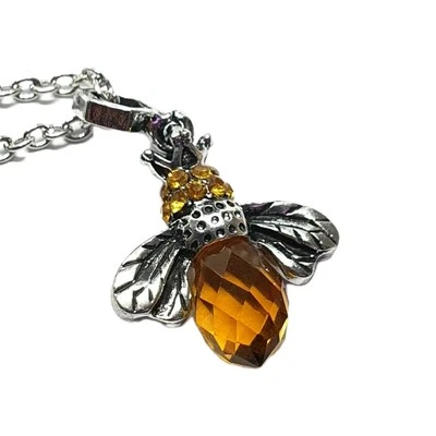 Colgante Abeja Miel Ámbar Reina Abeja Colgante Collar Cristal Báltico Plata y En Caja Foto 1 de 4
