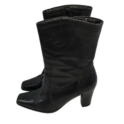 Style & co Botas de Cuero Suave Puntera Cuadrada Negras Coco Para Mujer 9 Tacón Apilado 3 Pulgadas Foto 1 de 4