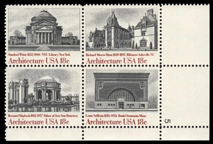 US Scott # 1931a, American Architecture, Plate Block of (4) 1981 18¢ Stamps, MNH - Picture 1 of 1