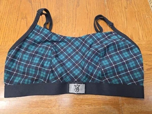 Bralette Victoria's Secret verde a quadri con nero taglia XXL nuova con etichetta - Foto 1 di 8