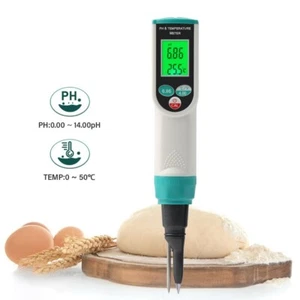 PH Meter Spear Tip Reads 0.00~14.00pH Temp ATC Test Meat Cheese Soil Creams - Picture 1 of 13