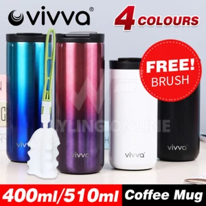 Insulated Coffee Mug Vacuum Travel Cup Thermal Stainless Steel Flask Reusable - Picture 1 of 16