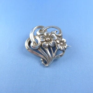 Broche flor plata esterlina Art Nouveau/pin antiguo - Imagen 1 de 5