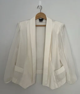 City Chic Blazer Pure White Size M Lightweight 3/4 Sleeves Work Business Ex Cond - Picture 1 of 8