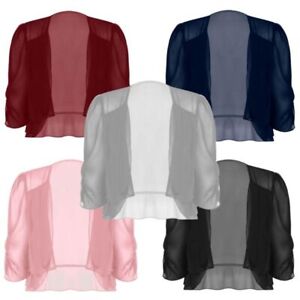 Womens Elegant Cardigan Solid Bolero Shrug Half Sleeve Double-Layer Open Front