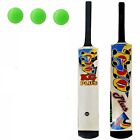 Cricket Bat Kit With Balls Natural Round Gripped Handle Bat Wooden Set