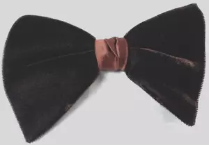 Vintage Brown velvet & satin clip on bow tie - Picture 1 of 2