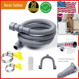Flexible 6Ft Washing Machine Drain Hose Kit with Adapter Clamps U-Bend for La... - Picture 1 of 9