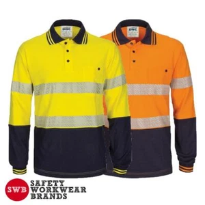 DNC Workwear Mens Hi Vis Segment Reflective Tape Cotton Jersey Polo Tradie 3516 - Picture 1 of 3