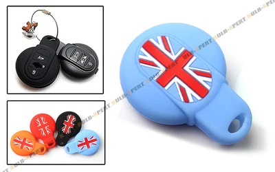 PARA 2015-2017 MINI COOPER CHAVEIRO AZUL UNIÃO JACK CAPA PROTETORA SILICONE - Imagem 1 de 2