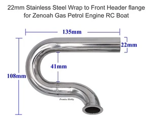 22mm Stainless Steel Wrap to Front Header for Zenoah Gas Petrol Engine RC Boat - Picture 1 of 3