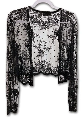 SCALA | Chaqueta de manga larga con cuentas negra transparente para mujer | Talla XL | RARA - ¡USADA EN EXCELENTE ESTADO! Foto 1 de 4