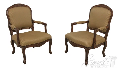 F58887EC: Pair French Style Open Arm Parlor Chairs Cover