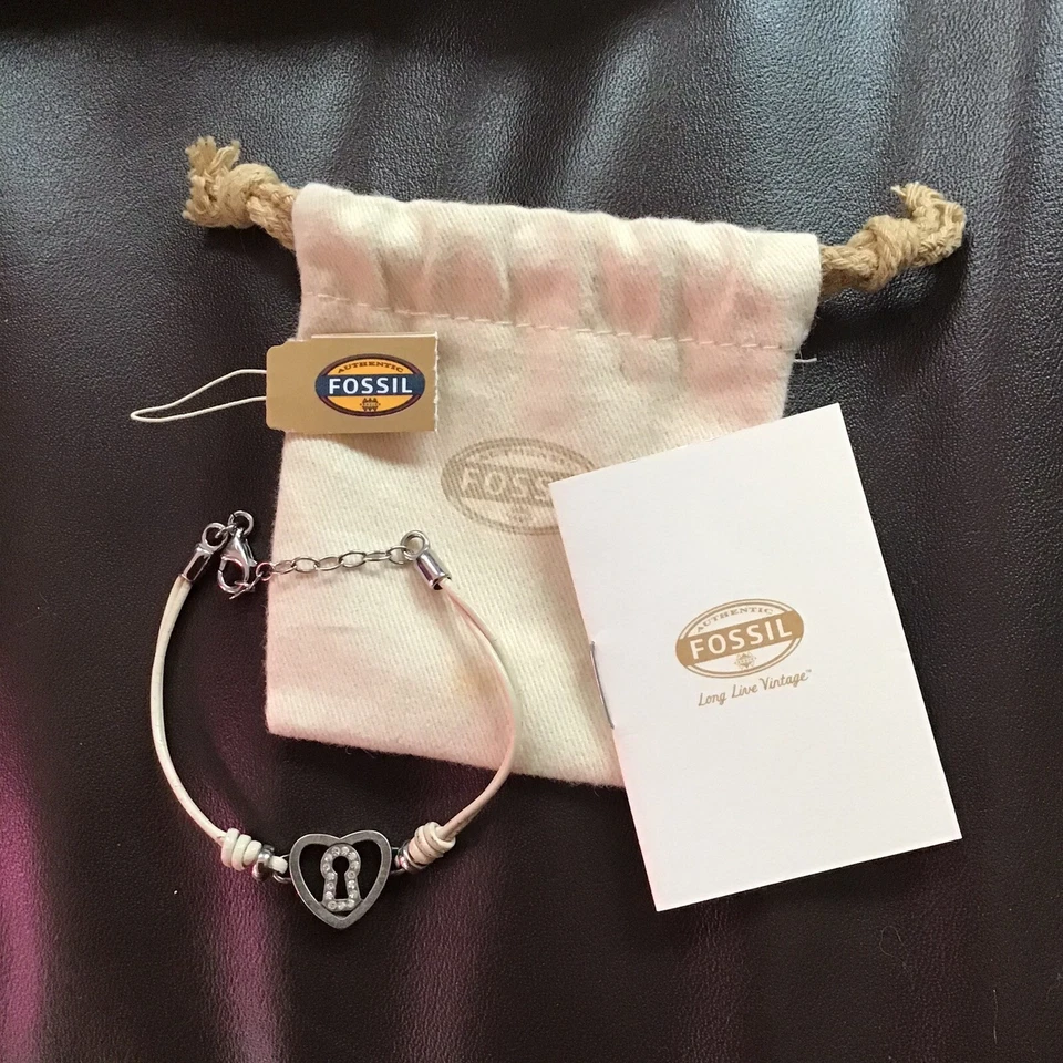Fossil Damen Armband m. Herz - Schloß - Ornament Edelstahl + Zirkonia 🎀 - Bild 1 von 4