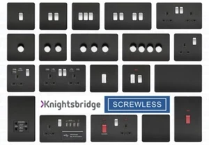 INTERRUPTORES Y ENCHUFES DE LUZ PLACA PLANA SIN TORNILLOS NEGRO MATE + CROMO KNIGHTSBRIDGE - Imagen 1 de 24