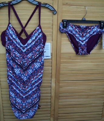 ATHLETA nwt Marrakesh Side Scrunch Tankini Top & XS Shirred Bottoms~34 B/C~NEW~ - Image 1 of 4