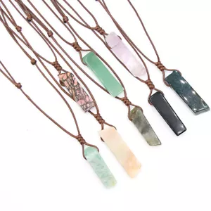 1 Pc Chakra Healing Gemstone Natural Stone Quartz Stone Necklace Crystal Pendant - Picture 1 of 28