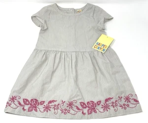 Harper Canyon Nordstrom Baby Mädchen kurzärmliges Kleid 18M grau mit Stickerei neu mit Etikett - Bild 1 von 5