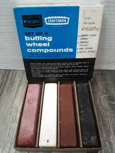 Vintage SEARS Craftsman 2896 Set of 4 Buffing Wheel Compounds w/Original Box - Picture 1 of 6