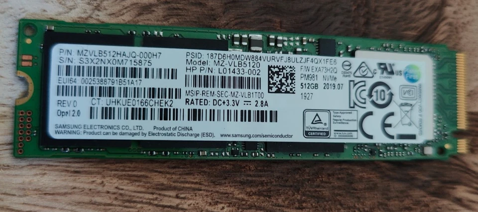 Disque dur NVME Samsung - MZVLB512 - 512Go - PM981 - Interne - Photo 1/1